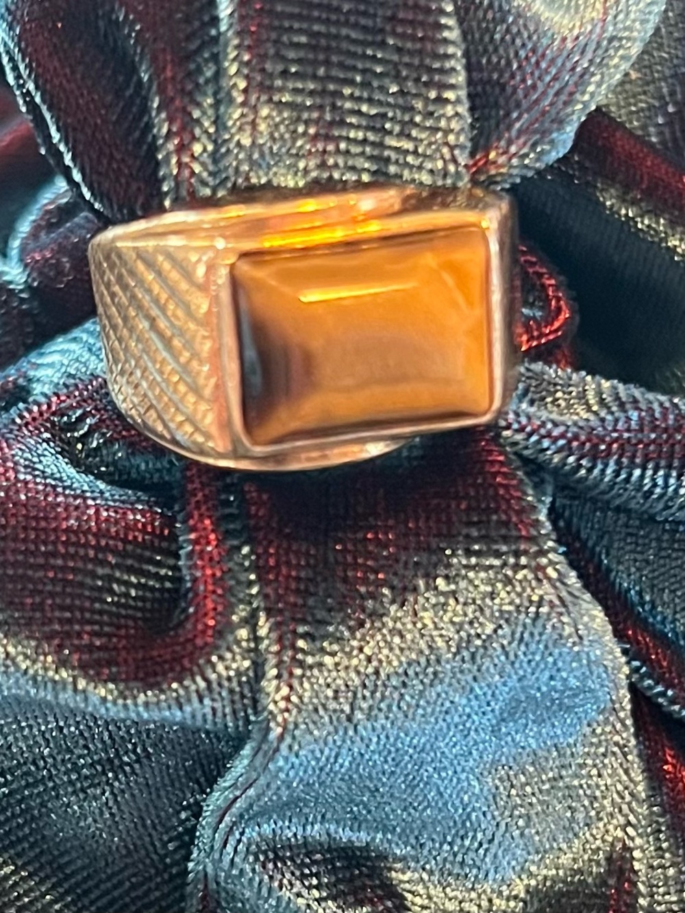 Men's Vintage 14K Gold Plated Ring with Tigers Eye Stone